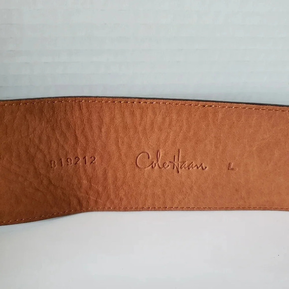 Cole Haan Womans Black Leather Wide Dual Buckle Belt,Size L. - Picture 6 of 6